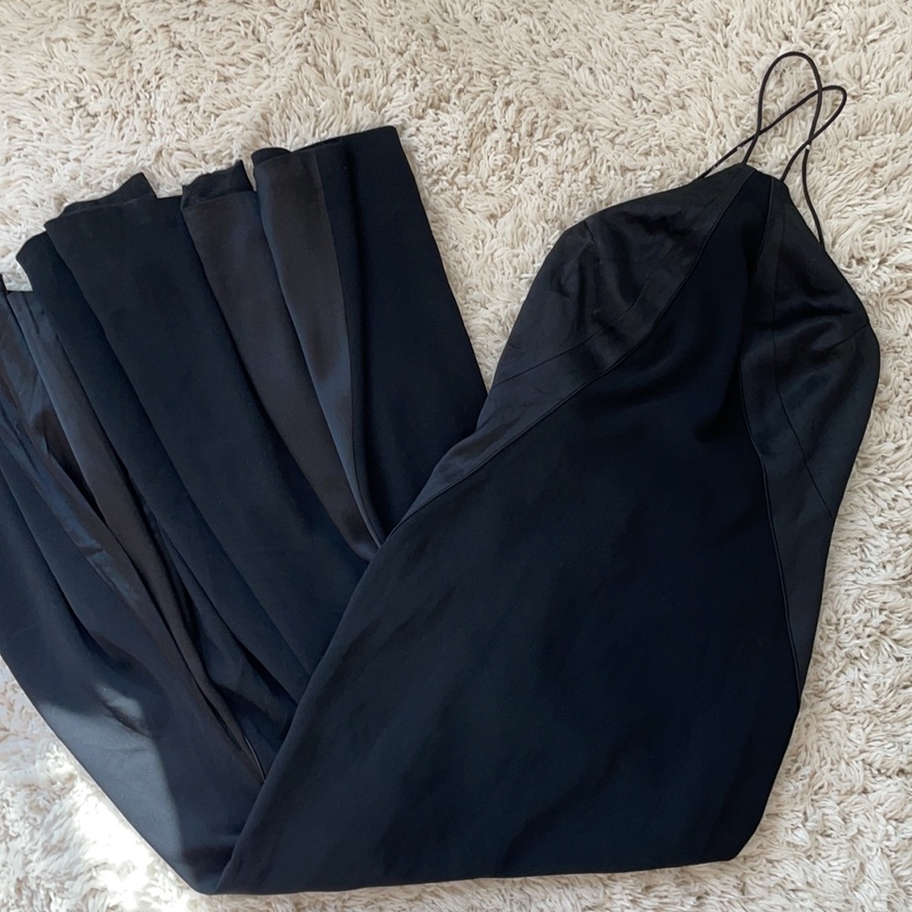 Carmen Marc Valvo Two-Toned Black Halter Gown